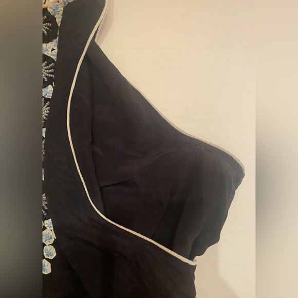 BCBG MAXAZRIA Silk Embellished Beaded Lined V Neck Racerback Dress w/pockets Sm - Picture 5 of 10